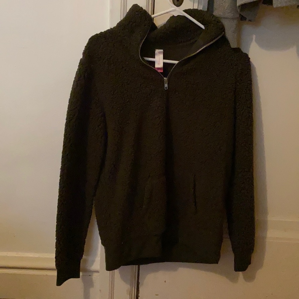 Dark green fuzzy jacket